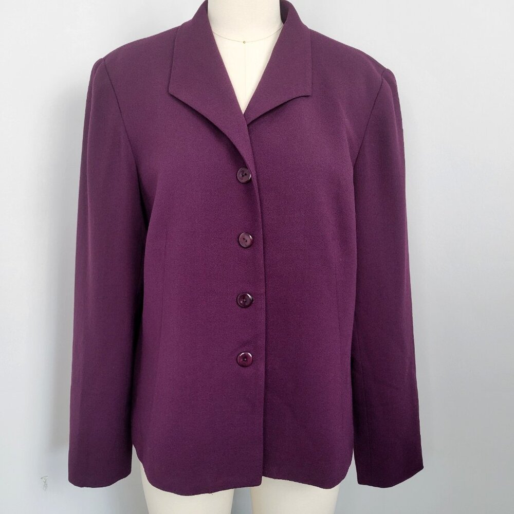 Vintage 90s Talbots Purple 100% New Wool Blazer Size 14 Academia